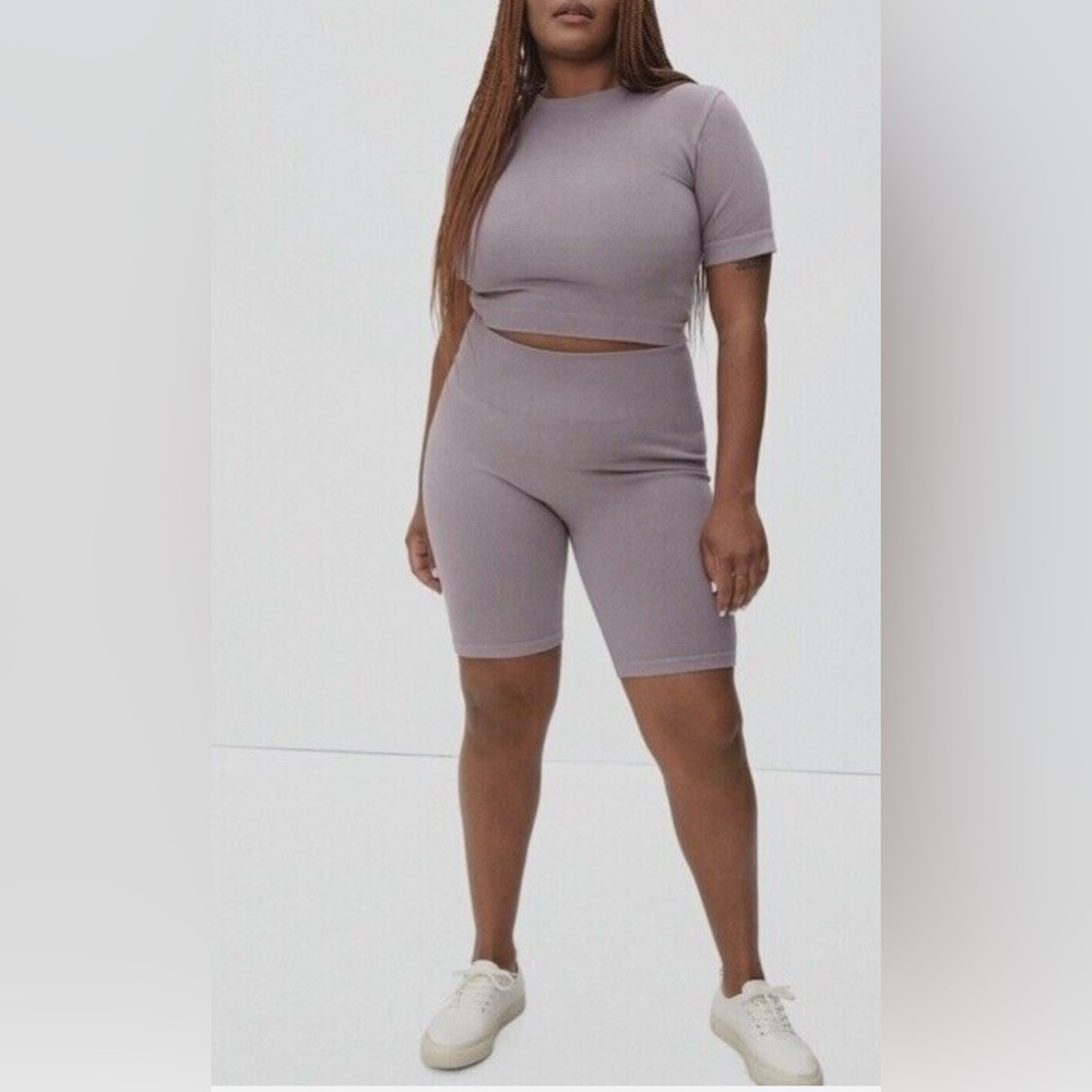 Everlane Purple Lilac Seamless High Rise Knit Ribbed Bike Shorts Size XS/S
